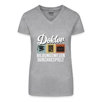 DOKTOR BILDUNGSWESEN DURCHGESPIELT Doktor Lustig - Bio Frauen T-Shirt mit V-Ausschnitt - Schwarz - Vorne