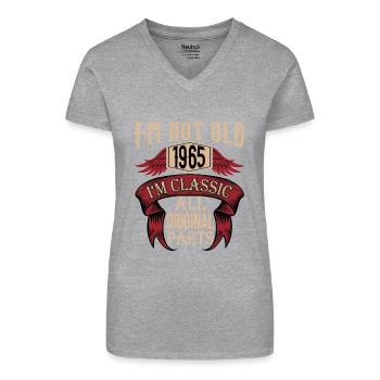Ikke gammel klassiker haha sjov for - Økologisk T-shirt med V-hals til damer - sort - Foran