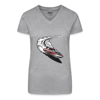 Aventure dynamique en bateau à moteur sur les vagues - T-shirt bio col V Femme - noir - Devant