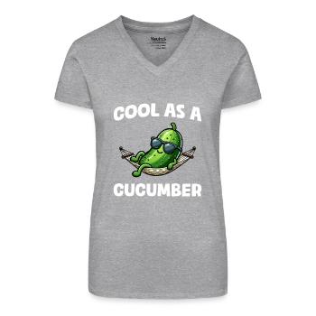 Cool as a cucumber Gurke Pickle Gurkenliebhaber - Bio Frauen T-Shirt mit V-Ausschnitt - Schwarz - Vorne