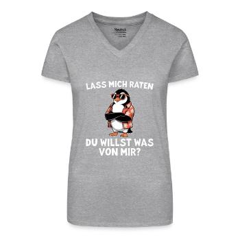 Genervter Pinguin - Du willst was von mir - Bio Frauen T-Shirt mit V-Ausschnitt -  - Vorne