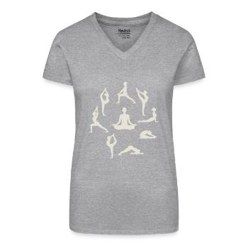 Yoga Stillinger Silhuetter Meditation - Økologisk T-shirt med V-hals til damer - sort - Foran
