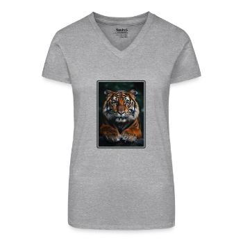 Sumatra-Tiger - Bio Frauen T-Shirt mit V-Ausschnitt - Schwarz - Vorne