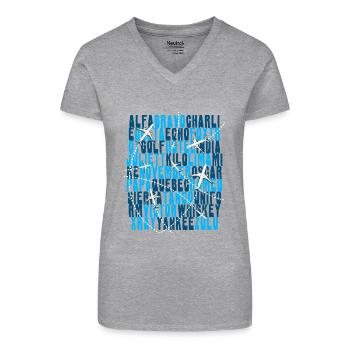 Pilot Luftfahrt Alphabet Fluglotse Flugzeug - Bio Frauen T-Shirt mit V-Ausschnitt - Schwarz - Vorne