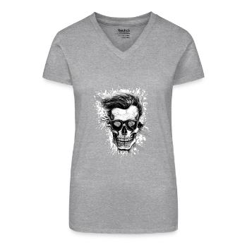 Party Skull - Organic Women's V-Neck T-Shirt - black - Front