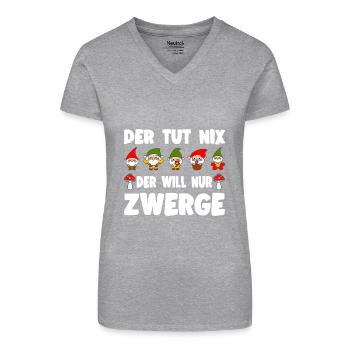 Der Tut Nix Der Will Nur Zwerge - Bio Frauen T-Shirt mit V-Ausschnitt - Schwarz - Vorne