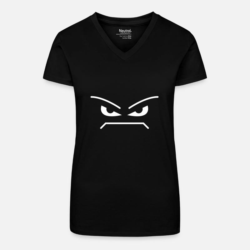 Mad Face - Bio Frauen T-Shirt mit V-Ausschnitt - Schwarz