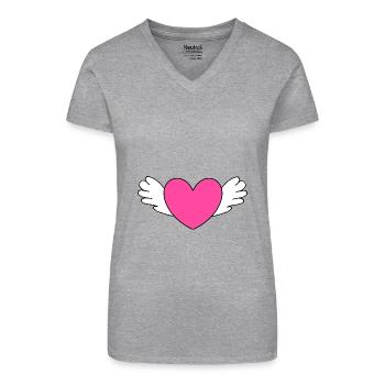 Valentines Pink Heart, Valentines Gift - Organic Women's V-Neck T-Shirt - black - Front