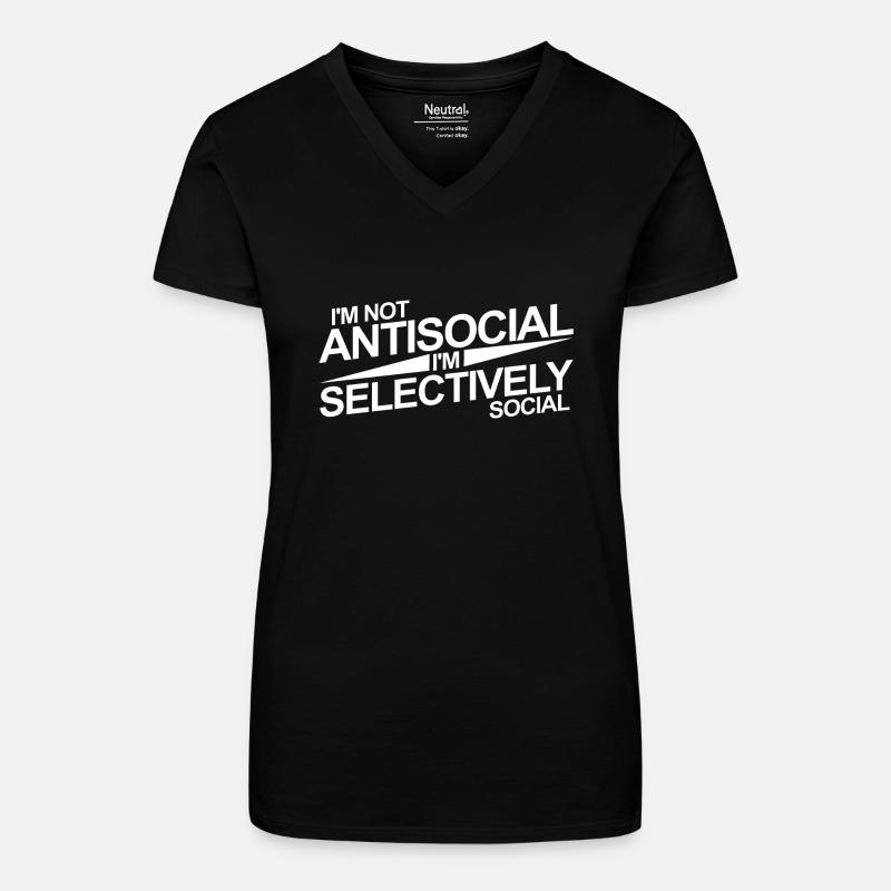 Anti nerd nerd geek cadeau amis relation - T-shirt bio col V Femme - noir