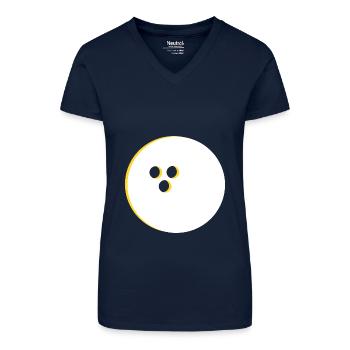 Boule de bowling, Bowling - T-shirt bio col V Femme - bleu foncé - Devant