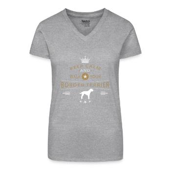 Shirt Border Terrier - T-shirt bio col V Femme - noir - Devant