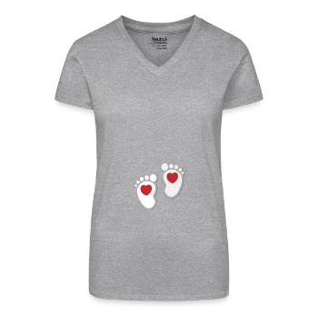 Cadeau Femme enceinte Grossesse Enceinte - T-shirt bio col V Femme - noir - Devant