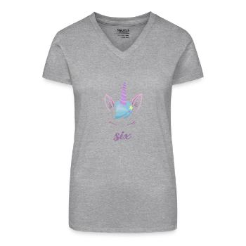 Einhorn Sechster Geburtstag - 6 Jahre Geburtstag - Bio Frauen T-Shirt mit V-Ausschnitt - Schwarz - Vorne