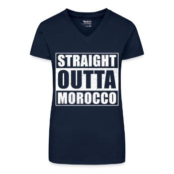 Straight outta Marokko - Bio Frauen T-Shirt mit V-Ausschnitt - Dunkelblau - Vorne