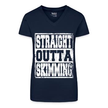 Écrémer en disant drôle - T-shirt bio col V Femme - bleu foncé - Devant