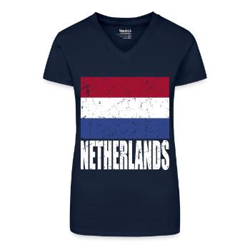 Drapeau des Pays-Bas - T-shirt bio col V Femme - bleu foncé - Devant