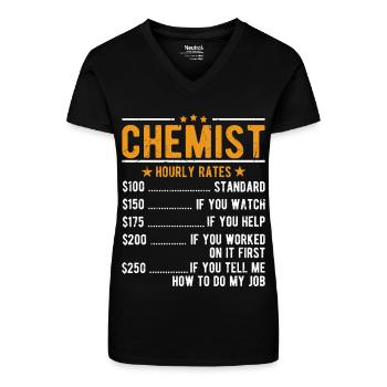 Chemiker Stundenlohn - Bio Frauen T-Shirt mit V-Ausschnitt - Schwarz - Vorne