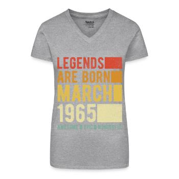 Anniversaire Mars 1965 - T-shirt bio col V Femme - noir - Devant