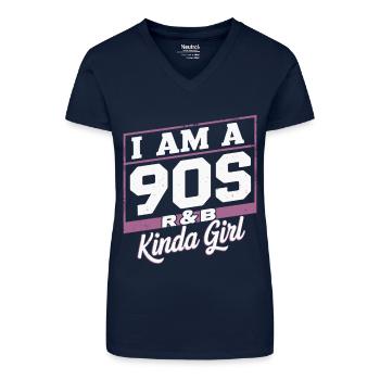 Je suis une fille R&B des années 90 - T-shirt bio col V Femme - bleu foncé - Devant