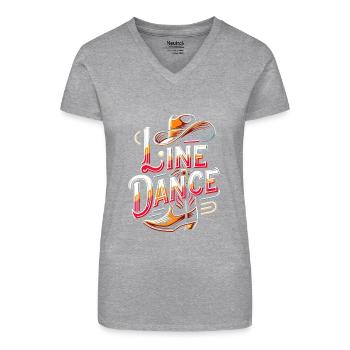 Farbenfrohes Line Dance Design mit Cowboyhut - Bio Frauen T-Shirt mit V-Ausschnitt - Schwarz - Vorne