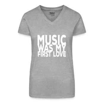 music was my first love ii - Organic Women's V-Neck T-Shirt - black - Front