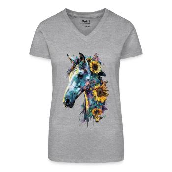 Arabic - Organic Women's V-Neck T-Shirt - black - Front