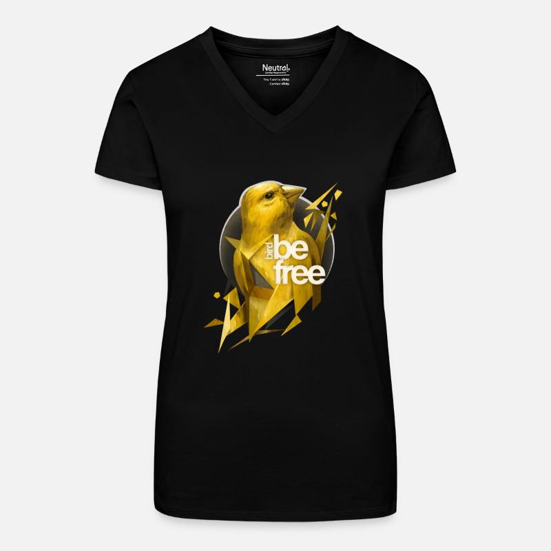 Vogel - Bio Frauen T-Shirt mit V-Ausschnitt - Schwarz