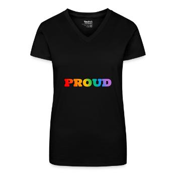 FIERTÉ LGBT PRIDE - T-shirt bio col V Femme - noir - Devant