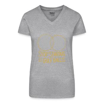 Arrêtez de regarder mes balles de golf ! - T-shirt bio col V Femme - noir - Devant