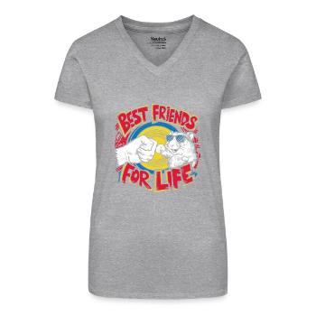 Tierische Freundschaft für Hamsterfans - Bio Frauen T-Shirt mit V-Ausschnitt - Schwarz - Vorne