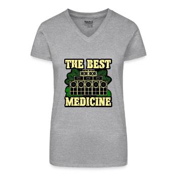 Healing through music - Organic Women's V-Neck T-Shirt - black - Front