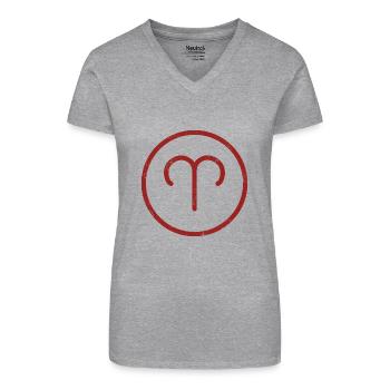 Sternzeichen Widder - Bio Frauen T-Shirt mit V-Ausschnitt - Schwarz - Vorne