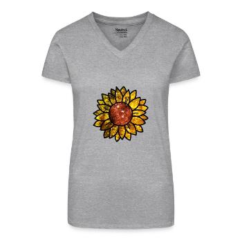 Cosmic Sunflower - Organic Women's V-Neck T-Shirt - black - Front