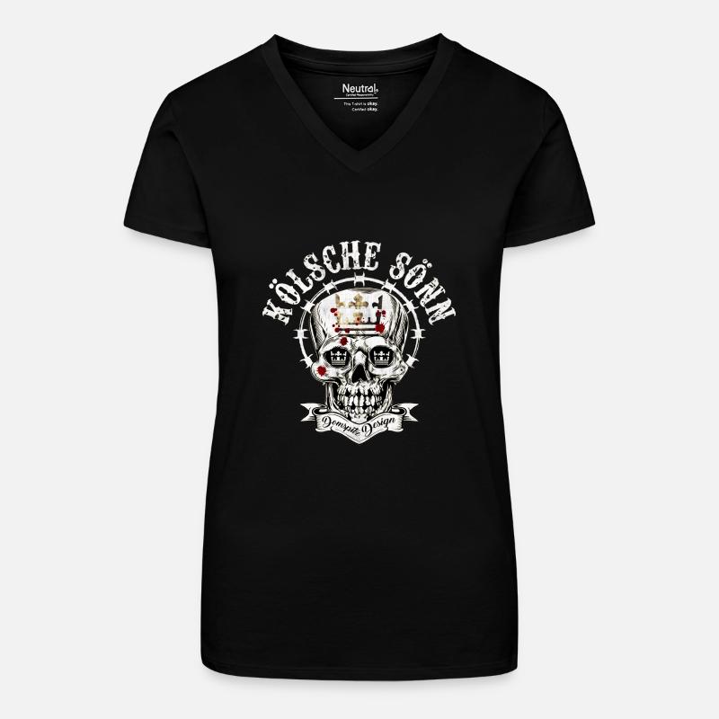 Kölsche Sönn - Organic Women's V-Neck T-Shirt - black