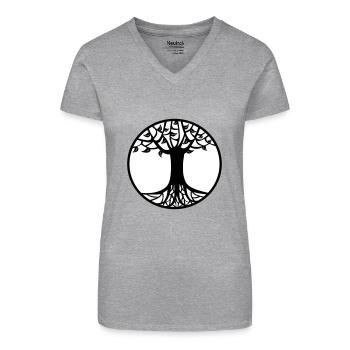 Baum des Lebens - Bio Frauen T-Shirt mit V-Ausschnitt - Schwarz - Vorne