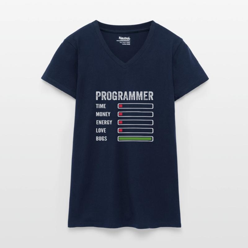 développeur humour programmeur codeur code T-shirt bio col V Femme