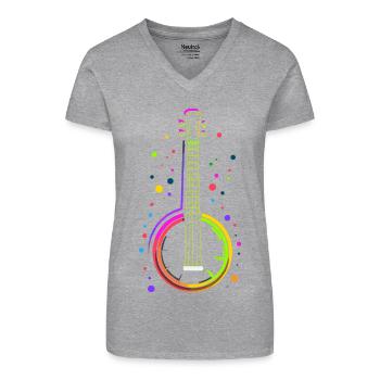 Banjo Cartoon Stil - Bio Frauen T-Shirt mit V-Ausschnitt - Schwarz - Vorne
