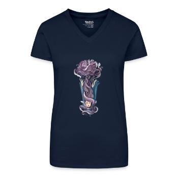 Mind Power - Organic Women's V-Neck T-Shirt - navy blue - Front
