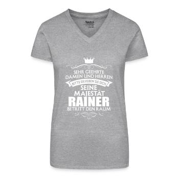 RAINER - Majestät - Bio Frauen T-Shirt mit V-Ausschnitt - Schwarz - Vorne