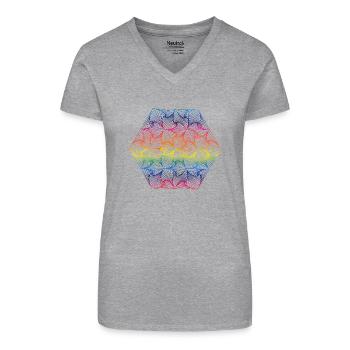 Warp - farbig - Mandala made with Love - Bio Frauen T-Shirt mit V-Ausschnitt - Schwarz - Vorne