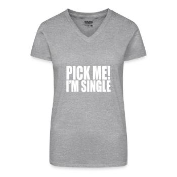 pick me i'm single - Bio Frauen T-Shirt mit V-Ausschnitt - Schwarz - Vorne