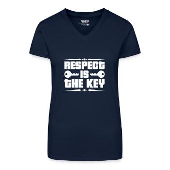 Respect Acceptation Tolérance Reconnaissance Validité - T-shirt bio col V Femme - bleu foncé - Devant