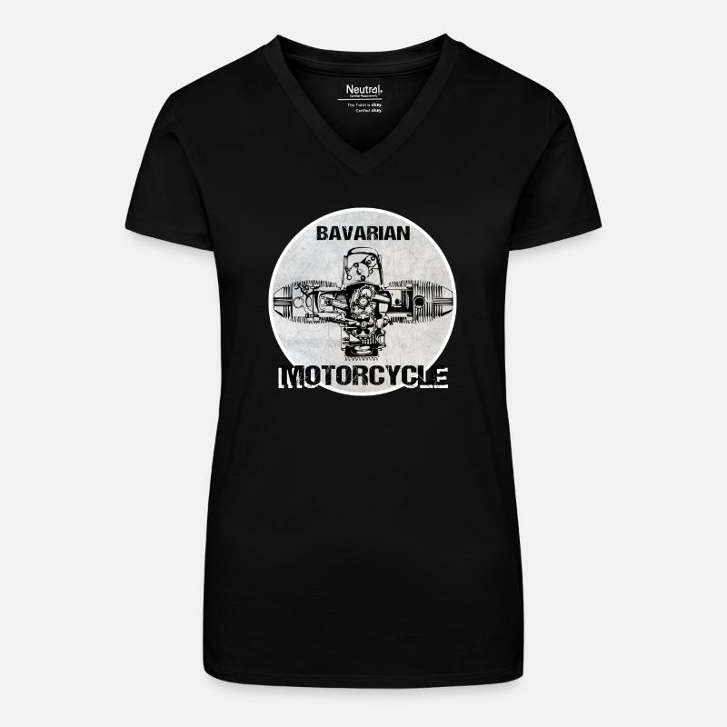 Bavarian Motorcycle boxer engine - Organic Women's V-Neck T-Shirt - black