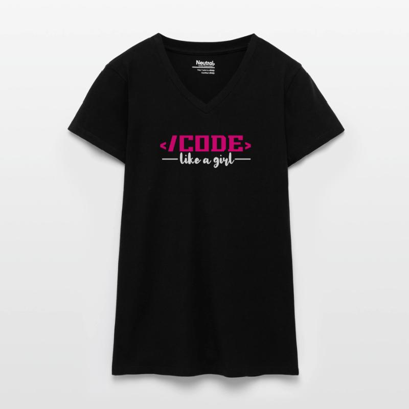 Codage Programmation informatique T-shirt bio col V Femme