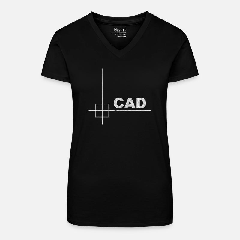 Minimal CAD Designer Engineering Design - Organic Women's V-Neck T-Shirt - black