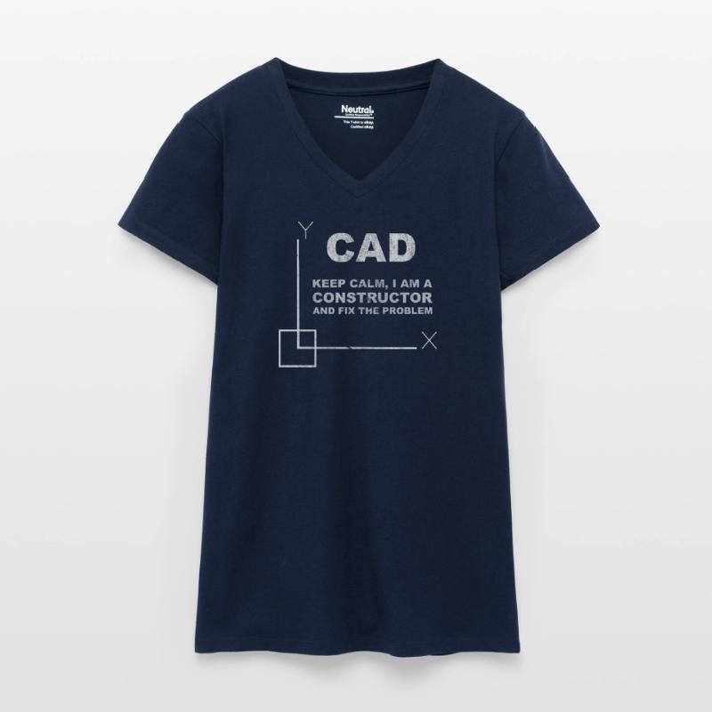 CAD Keep Calm Constructor Engineering Bio Frauen T-Shirt mit V-Ausschnitt