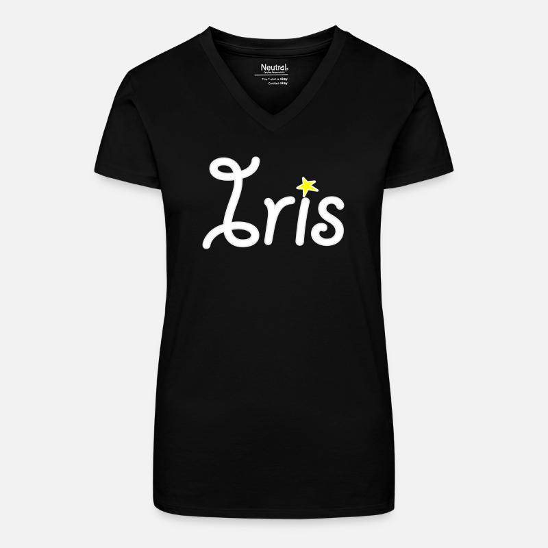 Iris - Organic Women's V-Neck T-Shirt - black