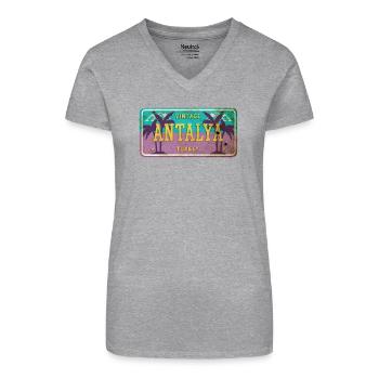 Enseigne vintage Antalya Turkey Beach - T-shirt bio col V Femme - noir - Devant