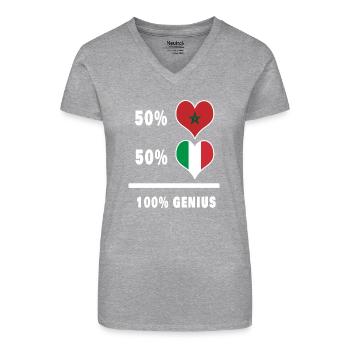 L'Italie et le Maroc génie / Cadeau - T-shirt bio col V Femme - noir - Devant