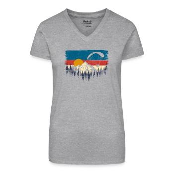 Sunset Ridge Paragliding Aussicht - Bio Frauen T-Shirt mit V-Ausschnitt - Schwarz - Vorne